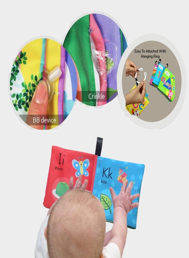Fabrify 4-Book Set Comes with a Plastic Ring - Soft Sensory Cloth Books for Babies, Crinkle Sound & Washable, Early Learning Themes Alphabet,Shape,Color, Fruits,Numbers,Non-Toxic & Educator - Image 5